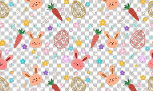 兔子与胡萝卜四方连续图案免抠素材