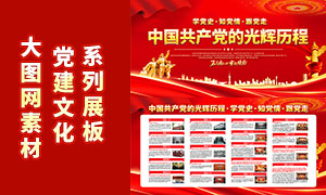 中国共产党的光辉历程宣传栏PSD素材