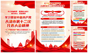 天津市第十二次党代会挂图模板PSD素材