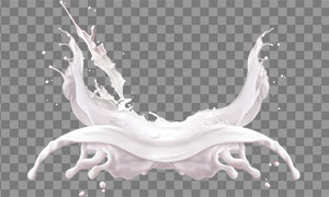 乳白色的流动状态牛奶免抠图片素材