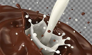 倒入巧克力液中的牛奶PNG图片素材