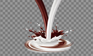 牛奶与巧克力倾倒融合效果免抠图片