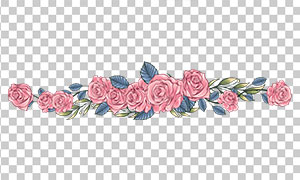 手绘效果粉红玫瑰花分割线图片素材