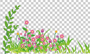 手绘卡通效果的花草丛装饰图片素材