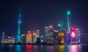 上海東方明珠外灘美麗夜景攝影圖片