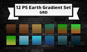藍綠與棕色等配色漸變PS預設素材