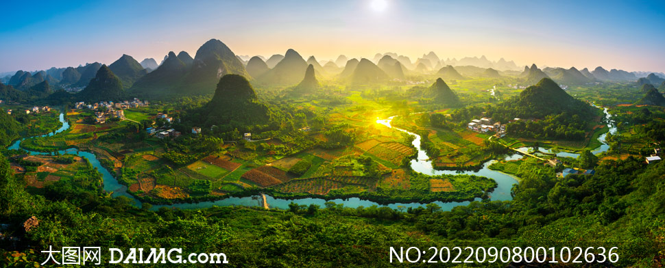 广西桂林山水美景全景摄影图片
