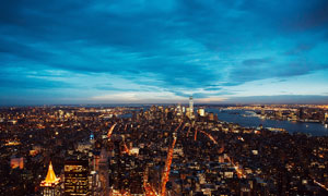 璀璨燈光的紐約夜景景觀攝影圖片