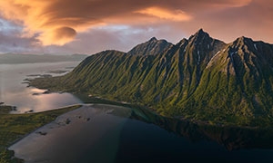 挪威群島高山峽灣風(fēng)光攝影高清圖片