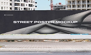城市建筑工地圍擋海報廣告樣機模板