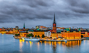 瑞典斯德哥尔摩地标建筑群摄影图片