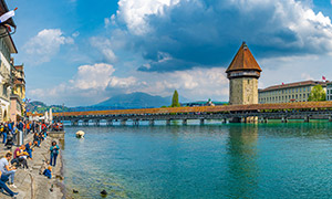 瑞士盧塞恩卡佩爾廊橋攝影圖片素材
