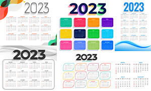 風格各異的2023年日歷設計矢量素材