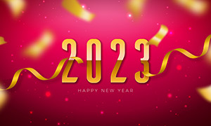 丝带点缀2023新年创意设计高清图片