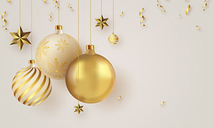 金色的圣诞节挂饰创意设计高清图片