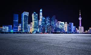 上海夜间建筑灯光照明繁华景象图片