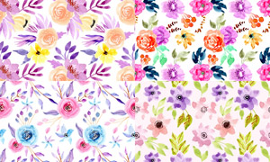 鮮明色彩手繪花朵背景創意矢量素材