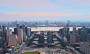 杭州钱江新城景观建筑航拍摄影图片