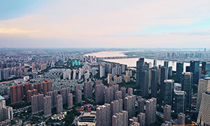 杭州钱塘江两岸的城市风光摄影图片