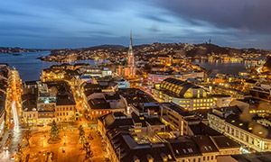 挪威阿伦达尔繁华夜景摄影高清图片