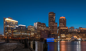 美国波士顿城市建筑群夜景摄影图片
