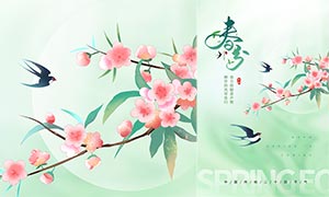 绿色小清新春分节气海报模板PSD素材