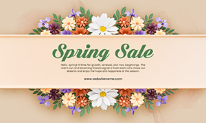 鮮花裝飾的春季廣告海報設計源文件