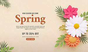 鮮花枝葉裝飾春季促銷廣告設計素材