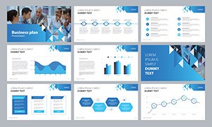 蓝色商业企划PPT设计模板矢量素材
