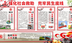 中國風社會救助中心宣傳展板矢量素材