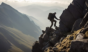 征服每一座山峰的登山人物摄影图片