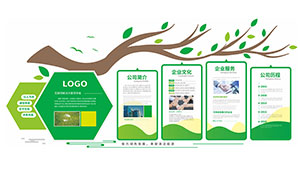 綠色大氣企業公司文化墻設計模板矢量素材