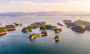 千島湖中島嶼航拍圖攝影圖片