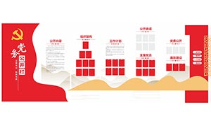 紅色大氣黨務公開欄文化墻設計模板