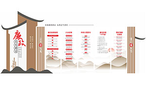 中国风党风廉政建设文化墙矢量素材