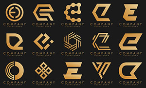 金色渐变字母标志创意设计矢量素材