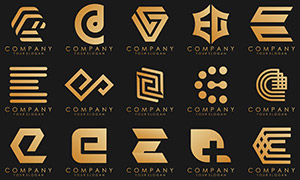 金色字母变形效果标志图案矢量素材