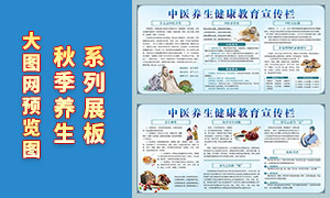 中医养生健康教育宣传栏PSD素材