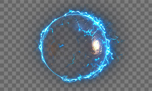 蓝色光电效果创意圆形球体免抠图片