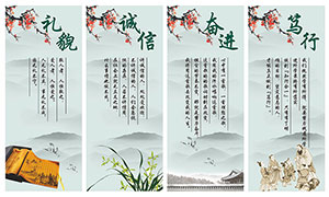 中国风校园文化挂图模板矢量素材