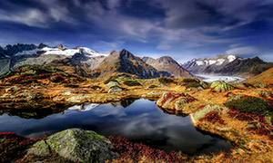瑞士阿莱奇冰川的地貌景观摄影图片