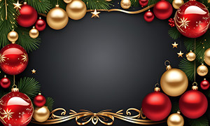 五角星圣诞球元素装饰边框高清图片