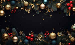圣诞球等元素装饰边框背景高清图片