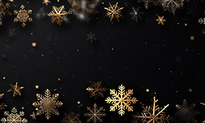 圣诞节金色的雪花边框背景高清图片