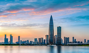 深圳湾核心区高楼大厦风光摄影图片