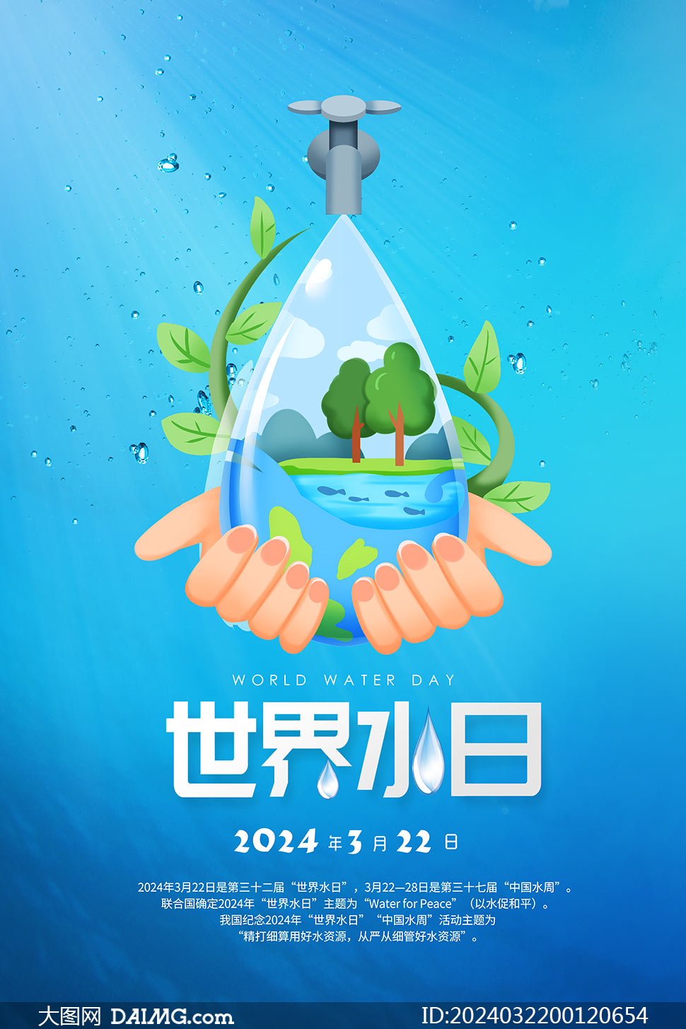 2024年世界水日公益宣传海报psd源文件
