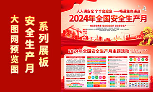 2024全國安全生產(chǎn)月知識(shí)宣傳展板PSD素材