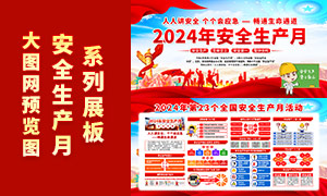 2024年安全生產(chǎn)月櫥窗宣傳展板PSD模板