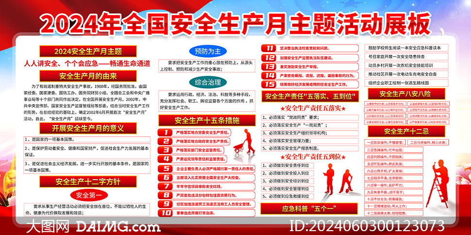 2024年全国安全生产月宣传栏展板psd素材