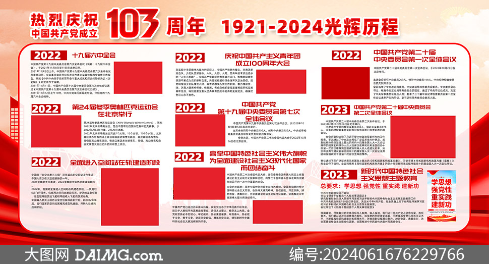 建党103周年党史光辉历程宣传栏psd素材